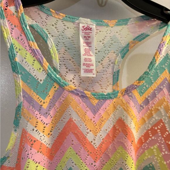 Colorful Justice Chevron Tank Style Coverup Girls Sz M /10 - Picture 2 of 6